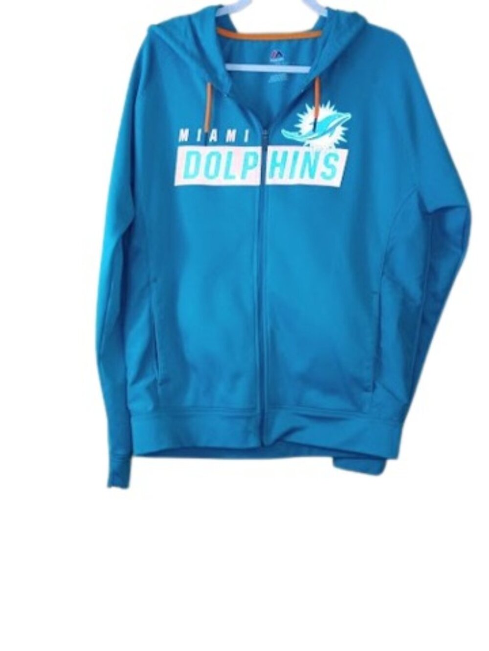 Majestic Therma Base Mens Miami Dolphins Full Zip Hooded Jacket L
